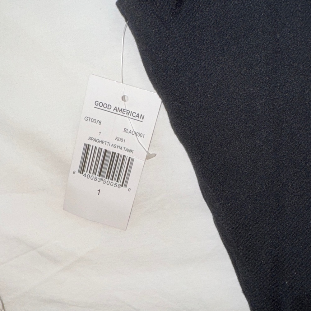 Good American Black Asymmetrical Camisole Crop - Picture 3 of 4